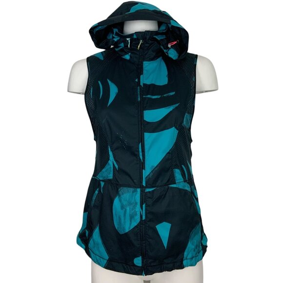 Lululemon Pack It Vest 4 Back Spin Stroke Peacock Blue Black Hooded - Picture 3 of 14